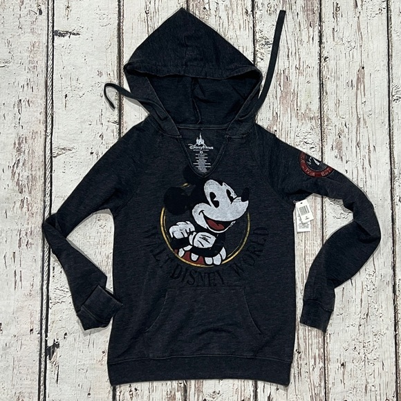Mickey Mouse Lightweight Hoodie Long Sleeve Disney Cartoon Womens Shirt - Picture 1 of 7